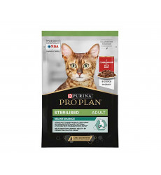 Влажный Корм Pro Plan (Проплан) Для Стерилизованных Кошек и Кастрированных Котов Говядина в Соусе  Sterilised Beef in Gravy 85г (1*24) 