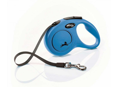 Рулетка Для Собак Мелких и Средних Пород Flexi (Флекси) New Classic S До 15кг Ремень 5м Синий  
