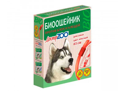 Доктор Zoo (Доктор Зоо) Биоошейник От Блох и Клещей Для Собак Красный 65см  