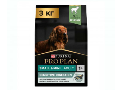 Сухой Корм ProPlan (Проплан) Для Собак Мелких Пород с Чувствительным Пищеварением Ягненок и Рис Adult Dog Optidigest Small & Mini Sensitive Digestion 3кг (1*4) 