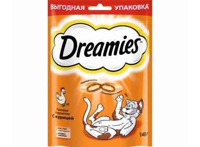 Лакомство Для Кошек Dreamies (Дримс) Лакомые Подушечки Курица Cat Treats with Tasty Chicken 140г (1*12) 