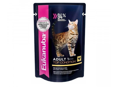 Влажный Корм Eukanuba (Эукануба) Для Кошек Курица в Соусе Adult Chicken 85г 