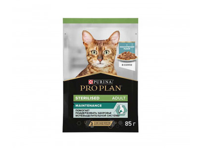Влажный Корм Pro Plan (ПроПлан) Для Кастрированных Котов и Стерилизованных Кошек Океаническая Рыба в Соусе Sterilised Oceanfish in Gravy 85г 