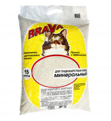 Наполнитель Для Кошачьего Туалета BRAVA (Брава) Минерал Для Гладкошерстных Кошек Желтый Минеральный Впитывающий 15л