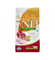 Сухой Корм Farmina (Фармина) Для Стерилизованных Кошек и Кастрированных Котов Курица и Гранат Низкозерновой N&D Ancestral Grain Neutered Adult Cat Chicken & Pomegranate 300г