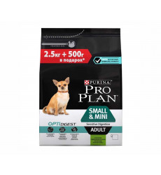 Сухой Корм Pro Plan (ПроПлан) Для Собак Мелких Пород с Чувствительным Пищеварением Ягненок и Рис OPTI Digest Sensitive Digestion Small & Mini Adult 2,5кг + 500г АКЦИЯ