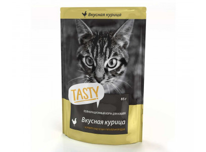 Влажный Корм Tasty (Тэсти) Для Кошек Курица в Желе 85г (1*25) 