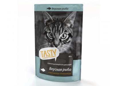 Влажный Корм Tasty (Тэсти) Для Кошек Рыба в Желе 85г (1*25) 