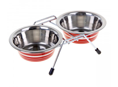 Подставка Низкая + 2 Миски Для Собак Цветная 3163 Vm-3000с 950мл