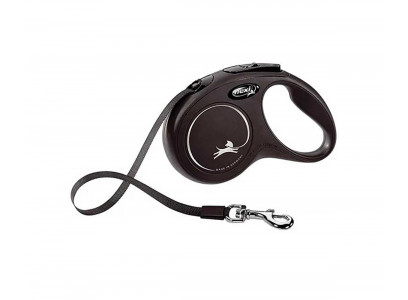 Рулетка Для Собак Крупных Пород Flexi (Флекси) Ремень 5м До 50кг New Classic L Черный
