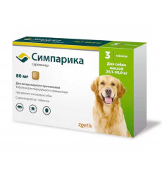 Симпарика Таблетки Для Собак От Блох и Клещей 80мг 20,1-40кг (1*3)