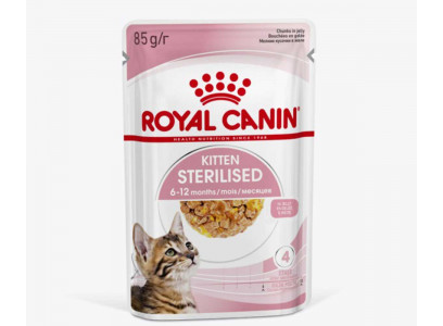 Влажный Корм Royal Canin (Роял Канин) Для Кастрированных и Стерилизованных Котят в Желе Feline Health Nutrition Kitten Sterilised Jelly 85г 