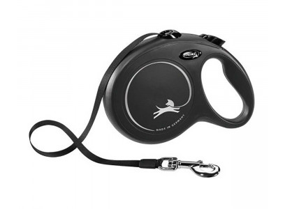 Рулетка Для Собак Крупных и Гигантских Пород Flexi (Флекси) Ремень 8м До 50кг New Сlassic L Черный
