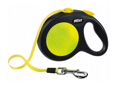 Рулетка Для Собак Мелких Пород Flexi (Флекси) Ремень XS 3м До 12кг Черный/Неон Neon Safety Plus