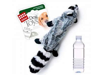 Игрушка Для Собак Gigwi (Гигви) Енот Шкурка с Бутылкой Пищалкой 52см 75270 