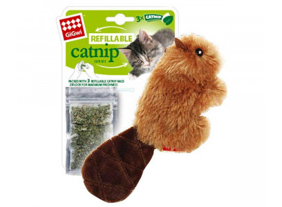 Игрушка Для Кошек Gigwi (Гигви) Бобренок с Кошачьей Мятой 16см 75301 