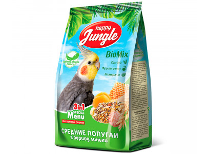 Корм Для Средних Попугаев Happy Jungle При Линьке 500г J105