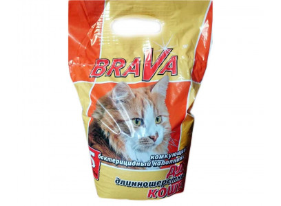 Наполнитель Для Кошачьего Туалета BRAVA (Брава) Комкующийся Бактерицидный Для Длинношерстных Кошек 5л (1*4)  