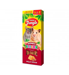 Палочки Для Хомяков и Мышей Happy Jungle Мелких Грызунов Мед Орехи 90г 3шт J209