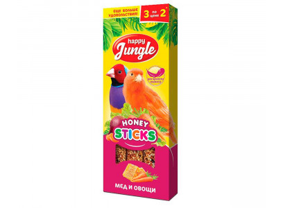 Палочки Для Птиц Happy Jungle Мед Овощи 90г 3шт J205