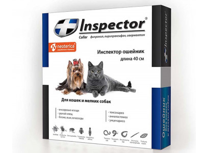 Ошейник Против Внешних и Внутренних Паразитов Для Кошек и Собак Мелких Пород От Блох и Клещей Inspector 40см I214 