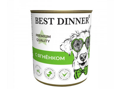 Консервы Best Dinner (Бест Диннер) Для Щенков и Юниоров Premium Меню №1 Ягненок 340г 