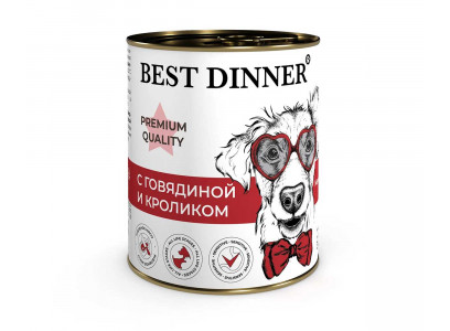 Консервы Best Dinner (Бест Диннер) Для Собак и Щенков Говядина и Кролик  Premium Меню №3  100г 