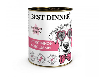Консервы Best Dinner (Бест Диннер) Для Собак и Щенков Premium Меню №4 Телятина и Овощи 340г 
