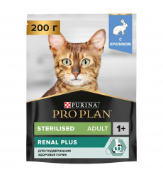 Сухой Корм Pro Plan (ПроПлан) Для Стерилизованных Кошек и Кастрированных Котов Для Поддержания Здоровья Почек Кролик Renal Plus  Sterilised 200г