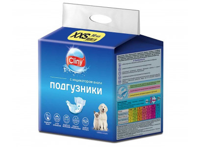 Подгузники Для Собак Миниатюрных Пород и Кошек Cliny (Клини) XXS 1-2,5кг 12шт К213 