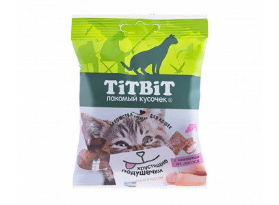 Лакомство Для Кошек TiTBiT (Титбит) Хрустящие Подушечки с Паштетом Из Лосося 30г 3892 