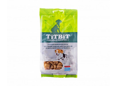 Лакомство Для Щенков TiTBiT (Титбит) Хрустящие Подушечки Кролик и Творог 95г 2796 
