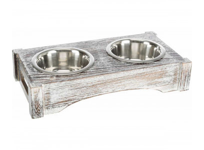 Trixie (Трикси)Миска Trixie (Трикси) На Деревянной Подставке 2*0,75л/15см 42*10*22 см 24358 Белый