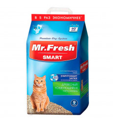 Наполнитель Для Кошачьего Туалета Mr.Fresh (Мистер Фреш) Древесный Комкующийся Для Короткошерстных Кошек 9л F602
