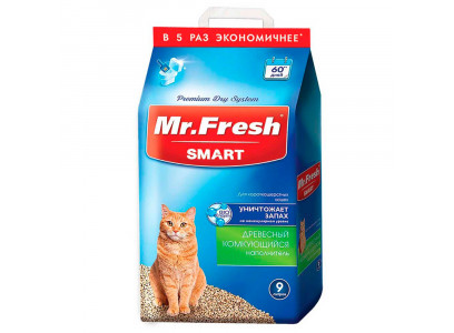 Наполнитель Для Кошачьего Туалета Mr.Fresh (Мистер Фреш) Древесный Комкующийся Для Короткошерстных Кошек 9л F602 