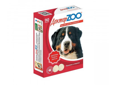 Витамины Для Собак Доктор Zoo (Доктор Зоо) Здоровье Кожи и Шерсти Биотин 90таб 