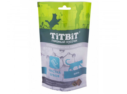 Лакомство Для Кошек TitBiT (ТиТБиТ) Хрустящие Подушечки Утка Для Чистки Зубов 60г 015407 
