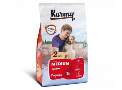 Сухой Корм Karmy (Карми) Для Щенков Средних Пород Индейка Medium Junior Turkey 2кг 