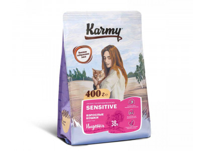 Сухой Корм Karmy (Карми) Для Кошек с Чувствительным Пищеварением Индейка Sensitive Turkey 400г 