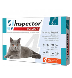 Капли Для Кошек 4-8кг Inspector (Инспектор) Quadro K Против Внутренних и Внешних Паразитов I302 Neoterica