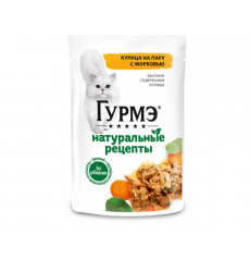 Влажный Корм Гурмэ Для Кошек Натуральные Рецепты Курица и Морковь 75г (1*12)