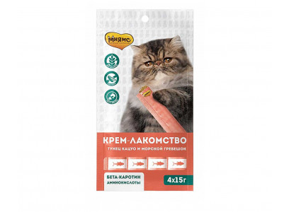 Крем-Лакомство Для Кошек Мнямс Тунец Кацуо и Морской Гребешок 15г 4шт 