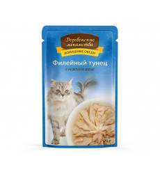 Влажный Корм Деревенские Лакомства Для Кошек Филейный Тунец в Желе 70г Пауч 74500578