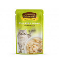 Влажный Корм Деревенские Лакомства Для Кошек Филейная Курица в Желе 70г Пауч 74500615