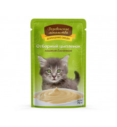 Влажный Корм Деревенские Лакомства Для Котят Отборный Цыпленок Паштет 70г Пауч 74500653