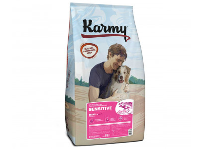 Сухой Корм Karmy (Карми) Для Собак Мелких Пород с Чувствительным Пищеварением Лосось Sensitive Mini 15кг 
