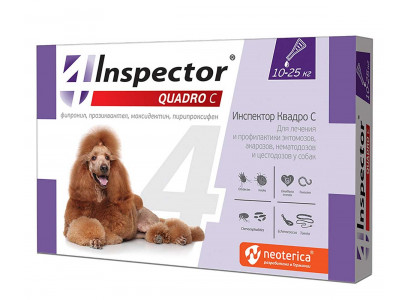 Капли Против Внешних и Внутренних Паразитов Для Собак 10-25кг Inspector (Инспектор) Quadro Neoterica I306 