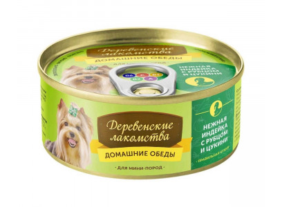 Консервы Для Собак Мелких Пород Деревенские Лакомства Домашние Обеды Нежная Индейка Рубец и Цукини 100г 76135443 