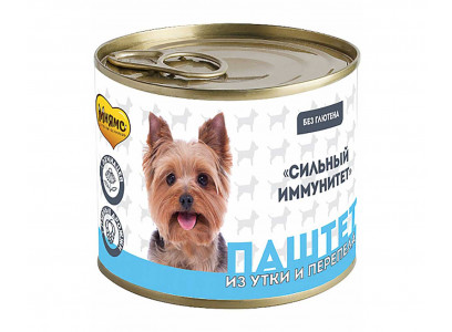Консервы Для Собак Мнямс Утка и Перепелка Паштет Сильный Иммунитет 200г 