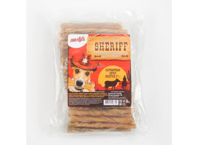Лакомство Для Собак Brava (Брава) Шериф Sheriff Сыромятная Витая Палочка 5 12,5см 10г 100шт Hp-T-0013bb 